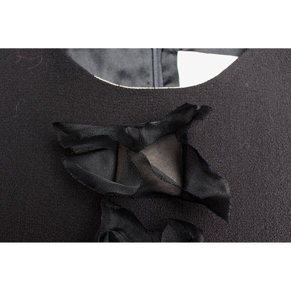 Olivine Gabbro - Sleeveless Wool Sheath Dress with Silk Organza Accents, size 4 - Picture 5 of 15